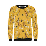 Bee flower pattern Women's Crew Neck Sweatshirt