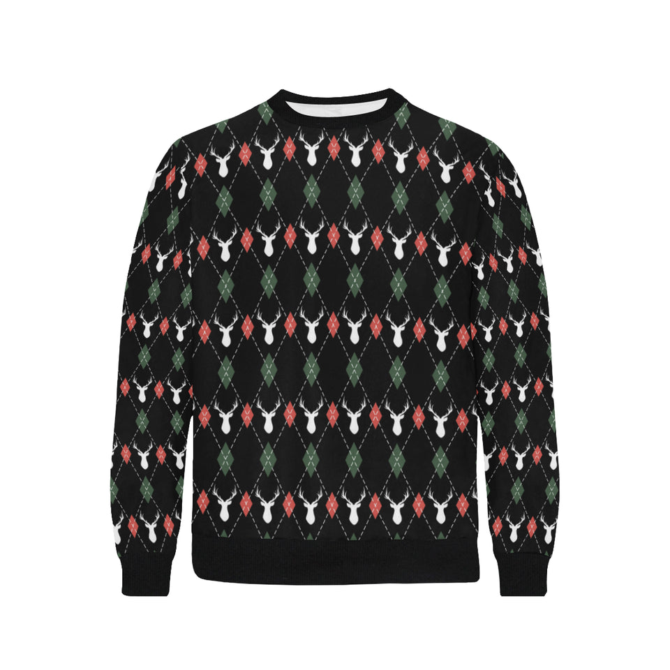 Deer Christmas new year pattern argyle Men's Crew Neck Sweatshirt