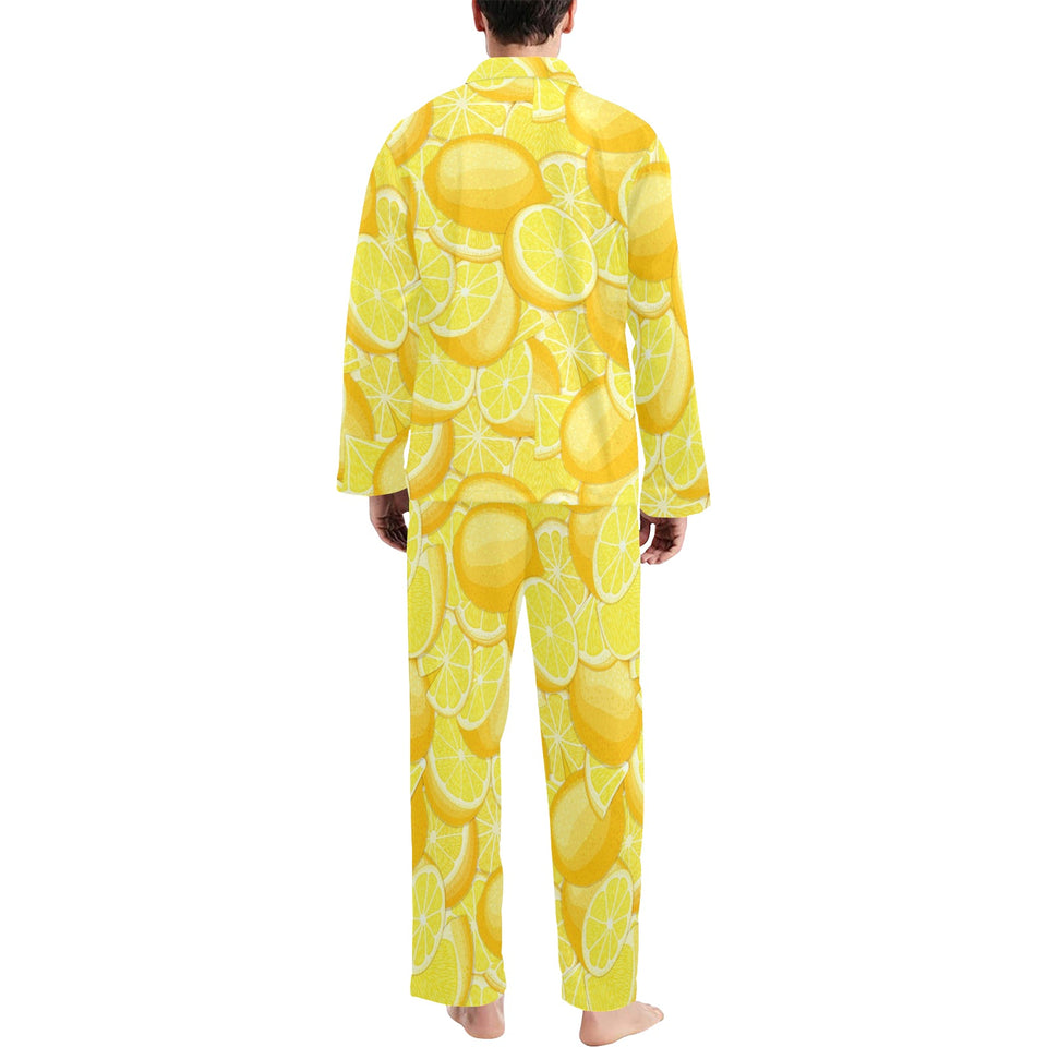 lemon pattern Men's Long Pajama Set