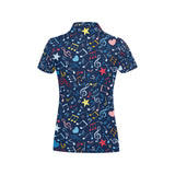 Music Notes Pattern Print Design 03 Women's All Over Print Polo Shirt