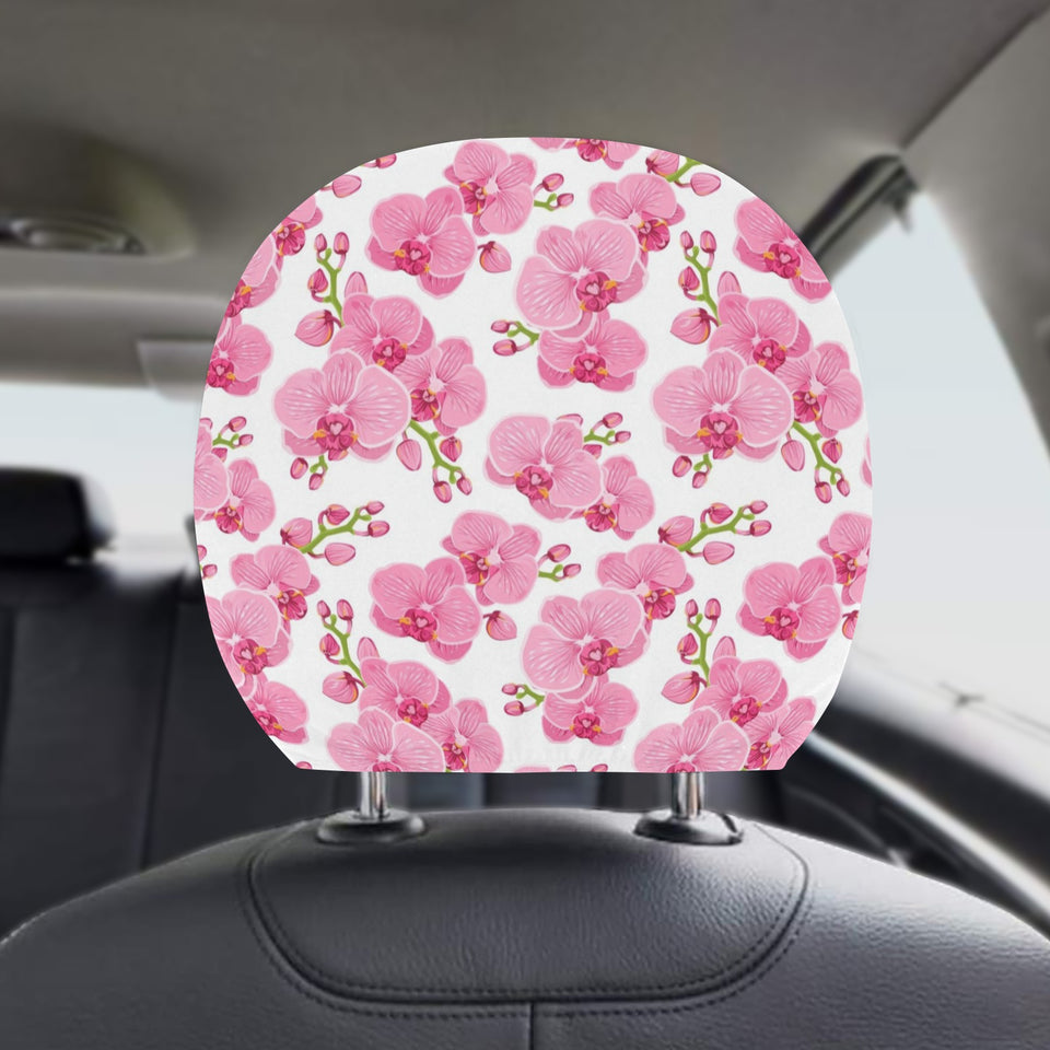 pink purple orchid pattern background Car Headrest Cover