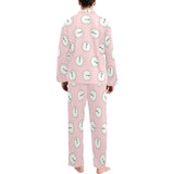 Clock pattern pink blackground Men's Long Pajama Set