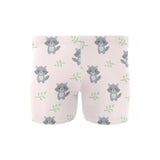 cute raccoons leaves pattern Men's Swimming Trunks