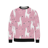 Llama Alpaca pink background Men's Crew Neck Sweatshirt