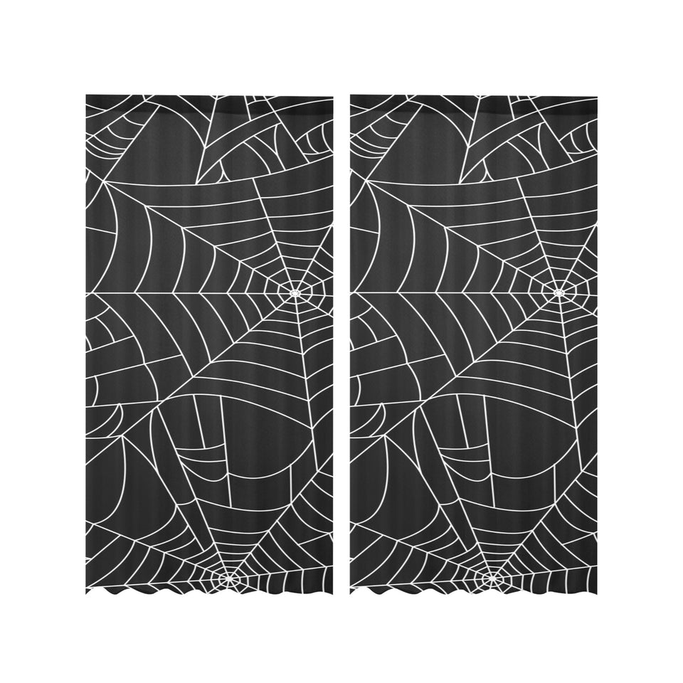 Spider web pattern Black background white cobweb Gauze Curtain