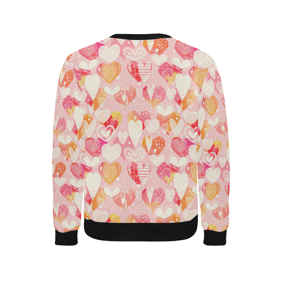 Hand drawn heart design pattern Men's Crew Neck Sweatshirt