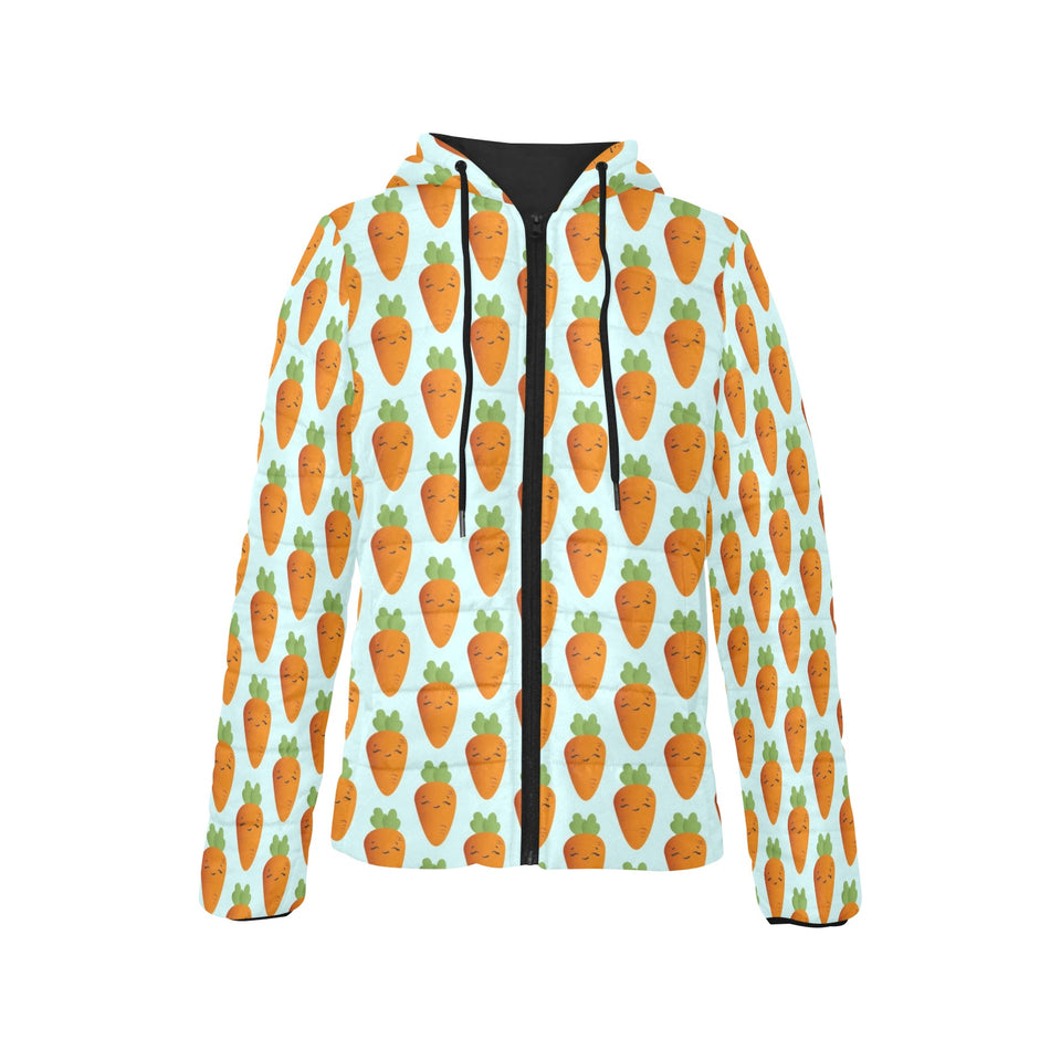 Carrot Pattern Print Design 03 Women's Padded Hooded Jacket