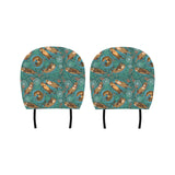 cute brown sea otters ornamental seaweed corals gr Car Headrest Cover