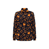 Halloween pattern Pumpkin background Women's Long Sleeve Polo Shirt
