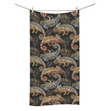 Chameleon lizard tropical leaves palm tree Bath Towel