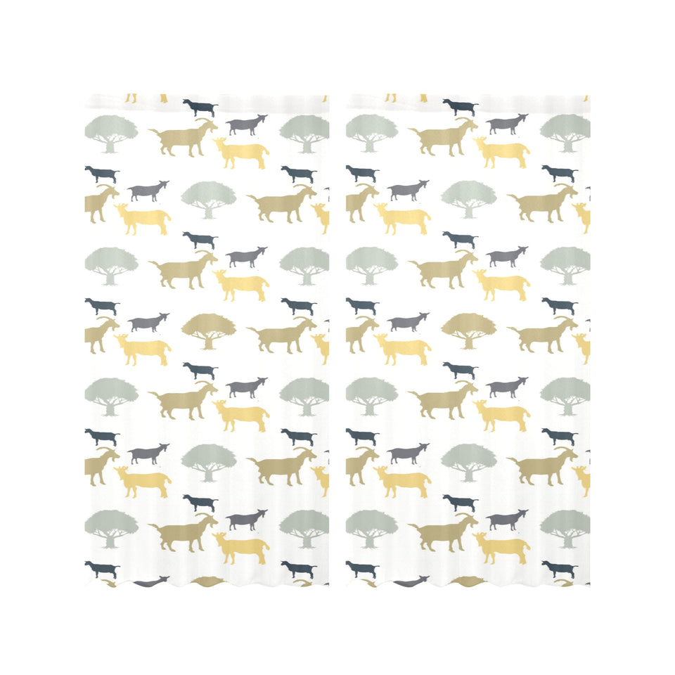 Silhouettes of goat and tree pattern Gauze Curtain