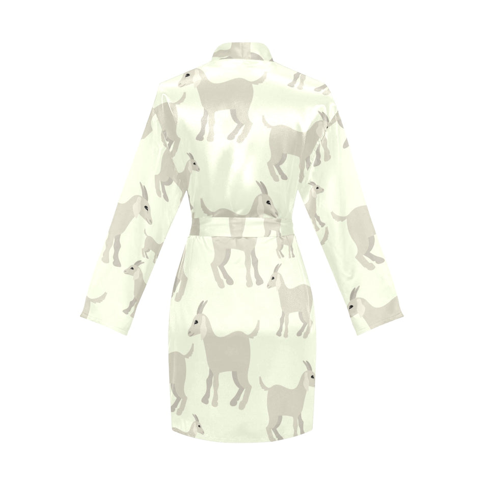 Little young goat pattern Women's Long Sleeve Belted Night Robe