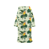 Beautiful parrot palm leaves pattern Blanket Robe with Sleeves