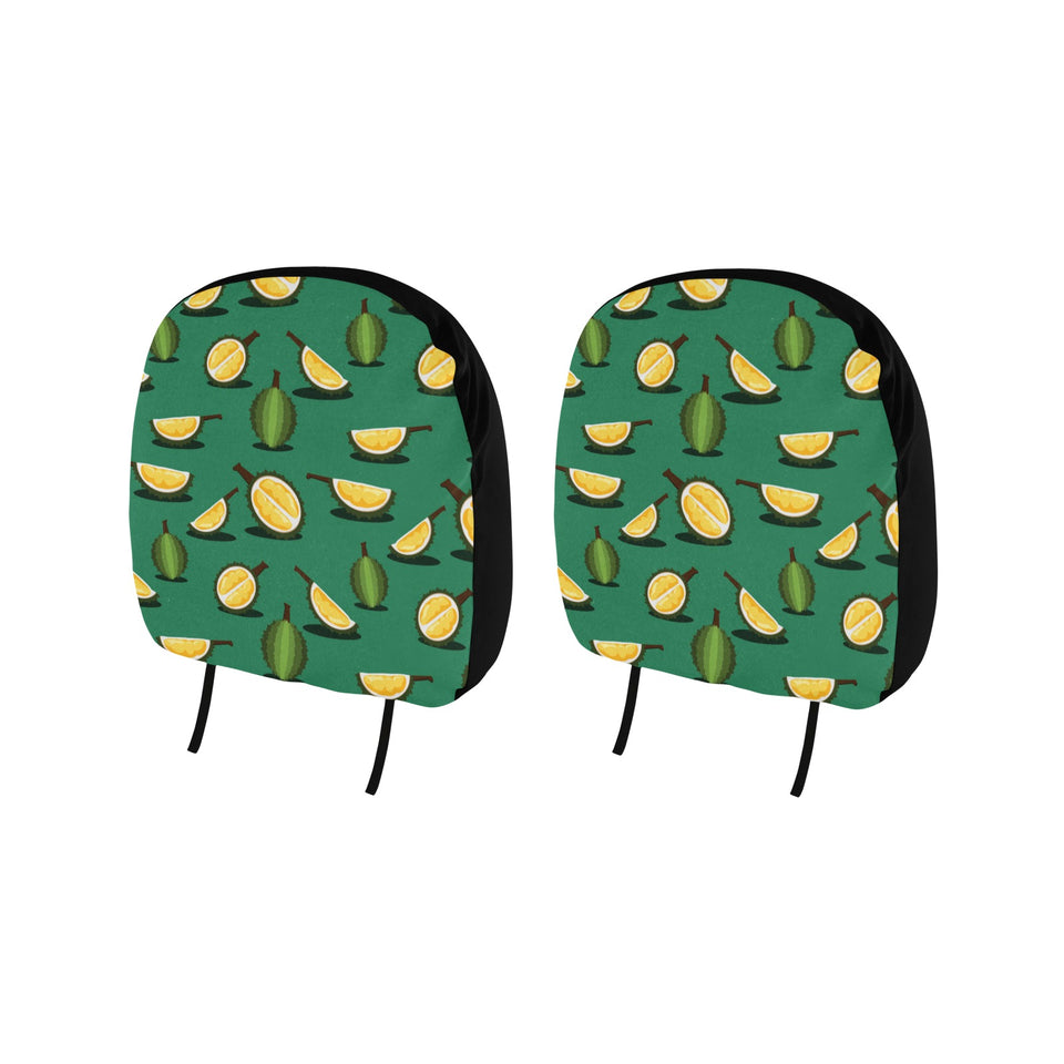 Durian pattern green background Car Headrest Cover