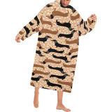 Dachshund floral background Blanket Robe with Sleeves
