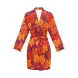Autumn maple leaf pattern Women's Long Sleeve Belted Night Robe