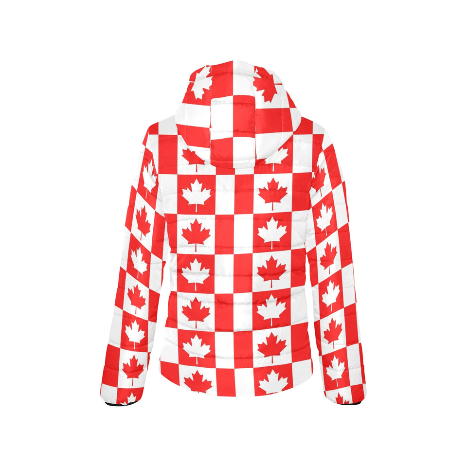 Canada Pattern Print Design 05 Women's Padded Hooded Jacket