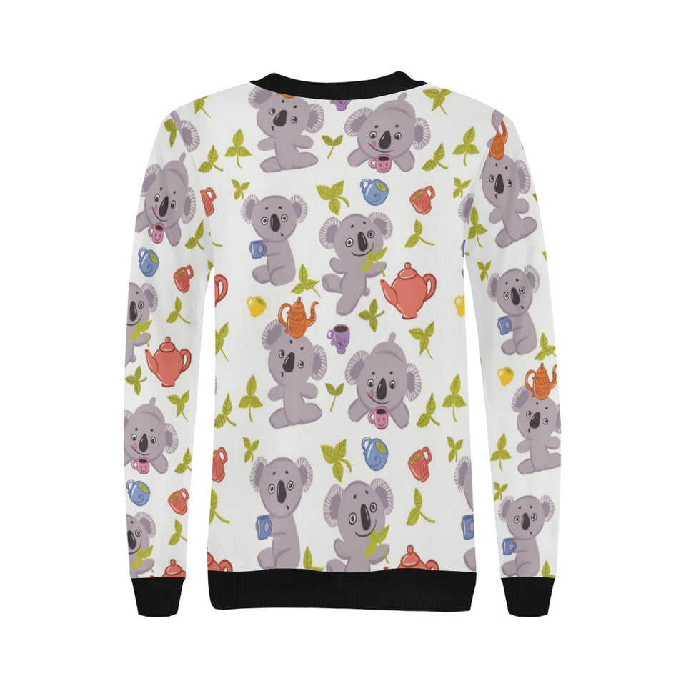 Cute koalas teapots tea Women's Crew Neck Sweatshirt