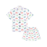 Hippopotamus Pattern Print Design 03 Kids' Boys' Girls' V-Neck Short Pajama Set