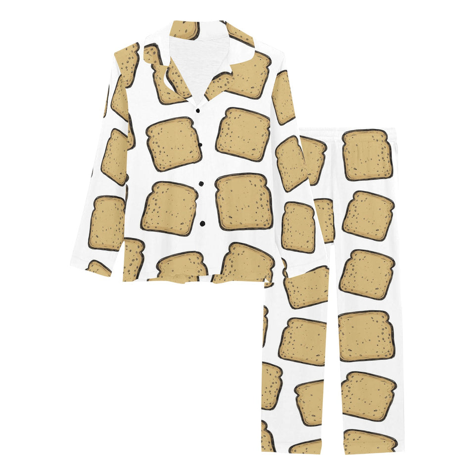 Bread Toast Pattern Print Design 03 Women's Long Pajama Set