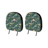 dinosaurs tropical leaves flower pattern Car Headrest Cover