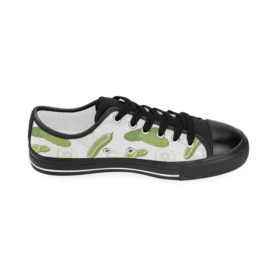 Cucumber sketch pattern Kids' Boys' Girls' Low Top Canvas Shoes Black