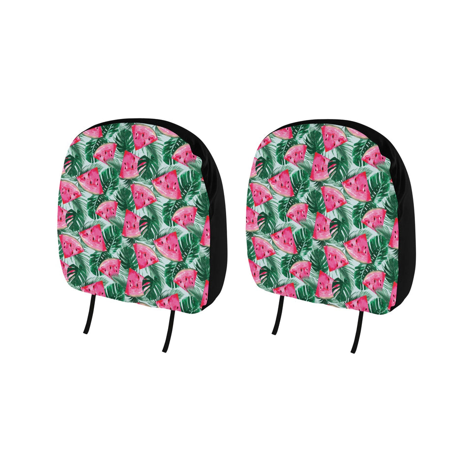 Watermelons tropical palm leaves pattern Car Headrest Cover