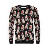 Christmas Pugs Santa_s red cap pattern Women's Crew Neck Sweatshirt