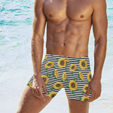 sunflowers ribbon background Men's Swimming Trunks