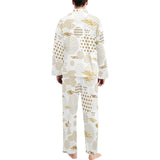 Beautiful gold japanese pattern Men's Long Pajama Set