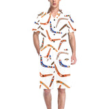 Boomerang Australian aboriginal ornament pattern Men's V-Neck Short Pajama Set