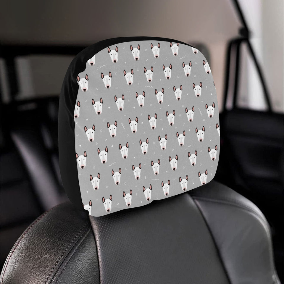 Bull Terrier Pattern Print Design 05 Car Headrest Cover