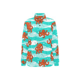 Octopuses sea wave background Women's Long Sleeve Polo Shirt