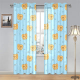 Brown cute pomeranian blue blackground Gauze Curtain