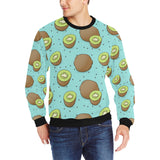 Kiwi blue background Men's Crew Neck Sweatshirt