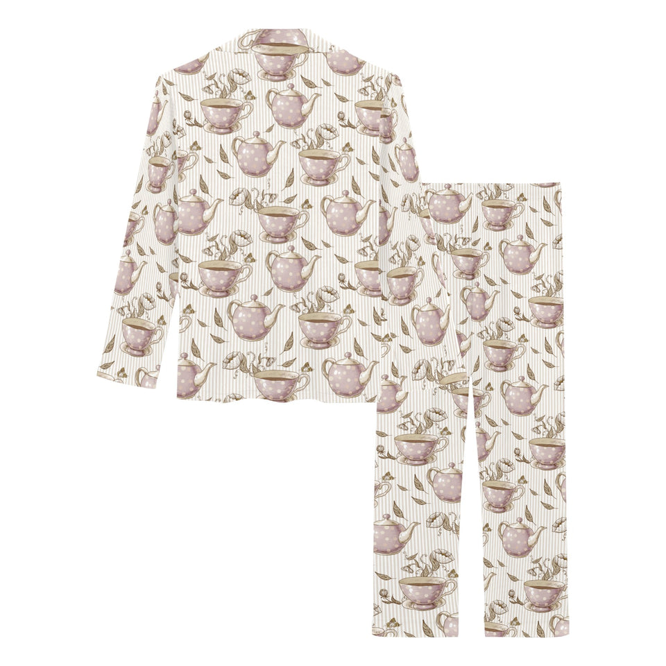 Tea pots Pattern Print Design 03 Women's Long Pajama Set