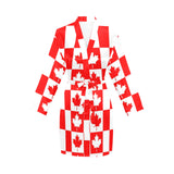 Canada Pattern Print Design 05 Women's Long Sleeve Belted Night Robe