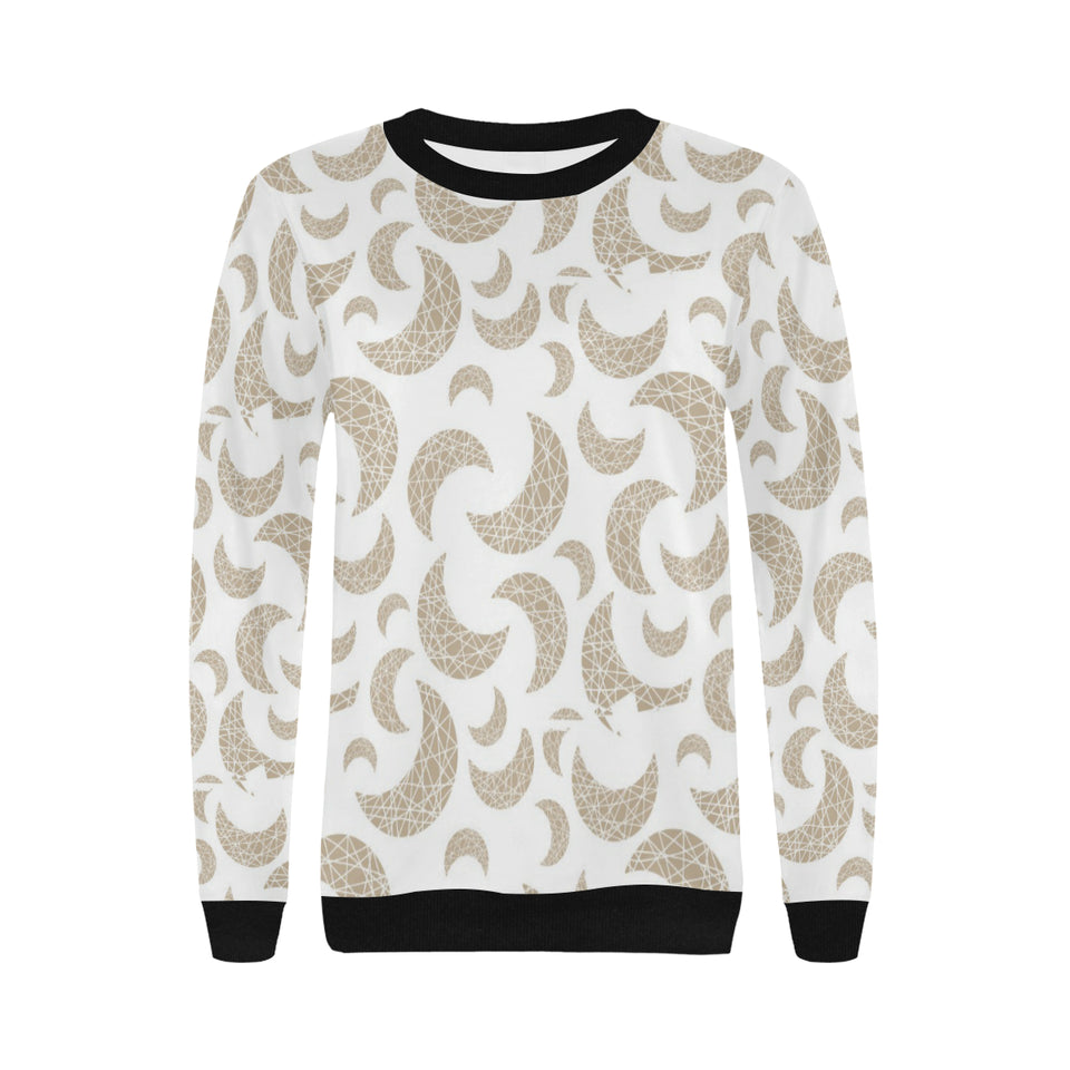 Cool gold moon abstract pattern Women's Crew Neck Sweatshirt