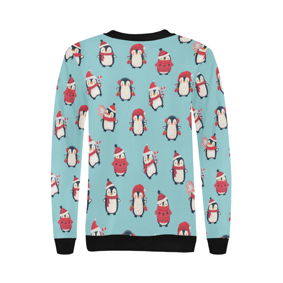 Cute penguin christmas  design pattern Women's Crew Neck Sweatshirt