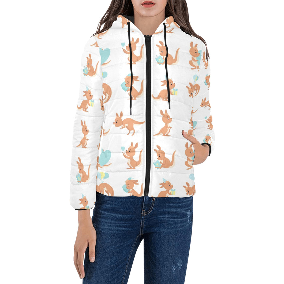 Cute Kangaroo pattern Women's Padded Hooded Jacket
