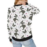 Boston terrier dog hearts vector pattern Women's Crew Neck Sweatshirt
