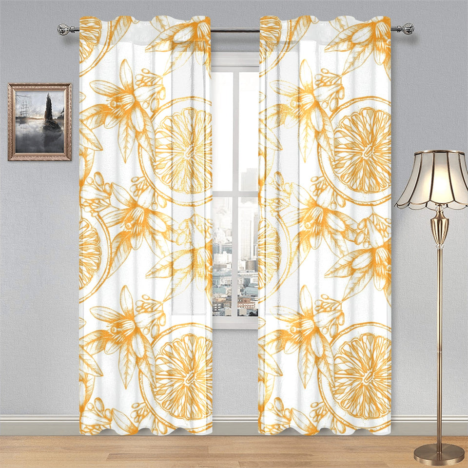 hand drawn orange fruit pattern Gauze Curtain