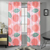 Grapefruit leaves flower pink background Gauze Curtain