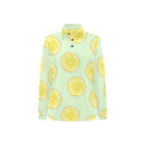 slice of lemon pattern Women's Long Sleeve Polo Shirt