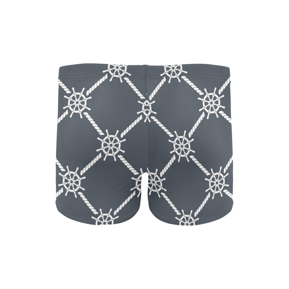 nautical steering wheel rope pattern Men's Swimming Trunks