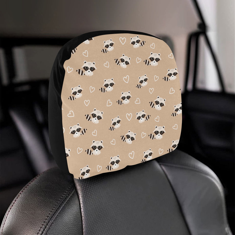 Cute raccoon heart pattern Car Headrest Cover
