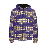 Beautiful japanese fan pattern Men's Padded Hooded Jacket