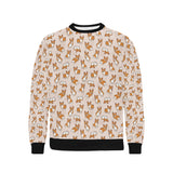 Cute Corgis Pattern pink background Men's Crew Neck Sweatshirt