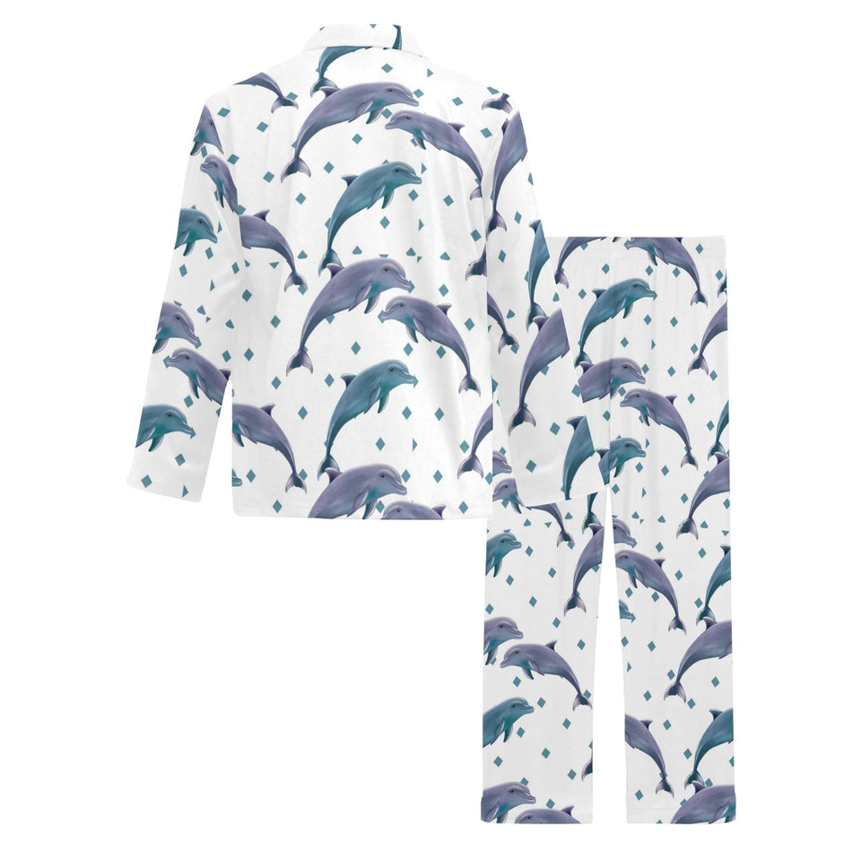 Dolphins pattern dotted background Men's Long Pajama Set