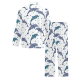 Dolphins pattern dotted background Men's Long Pajama Set